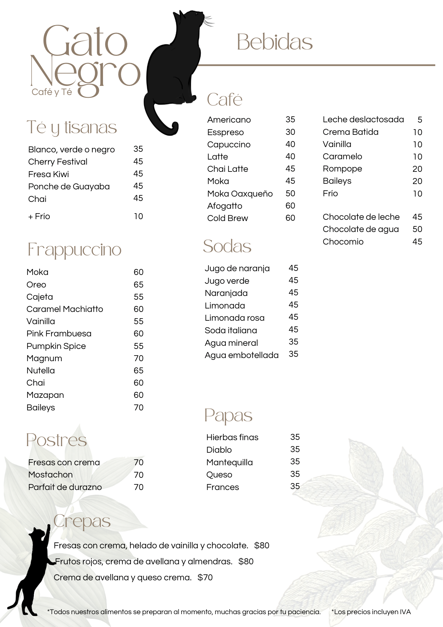 Menu Bebidas