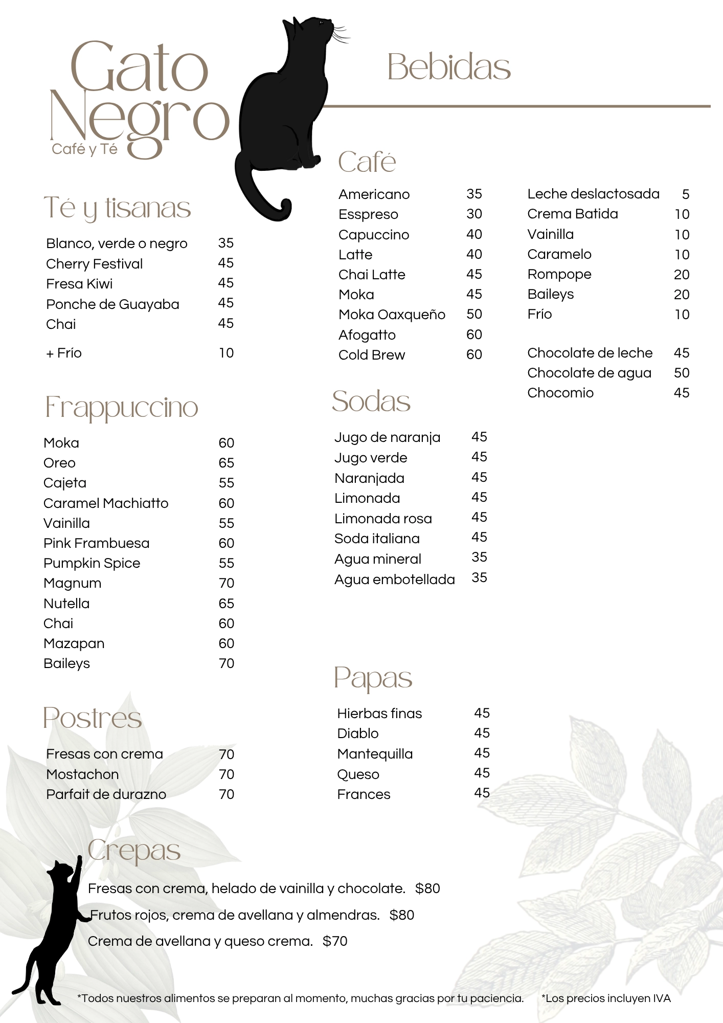 Menu Bebidas